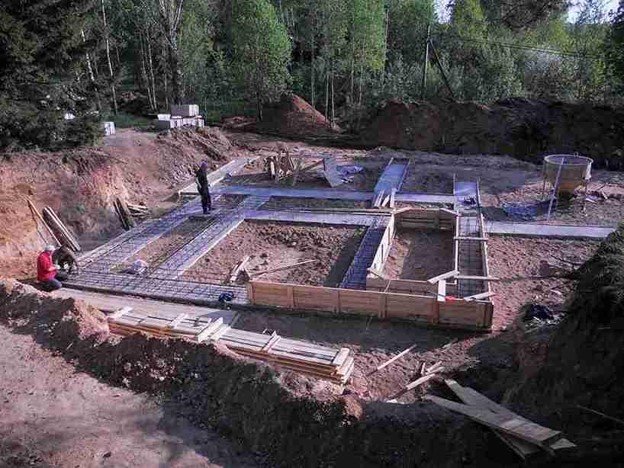 Concrete foundation installation with footing layout and excavation for residential build in Eastlake, OH